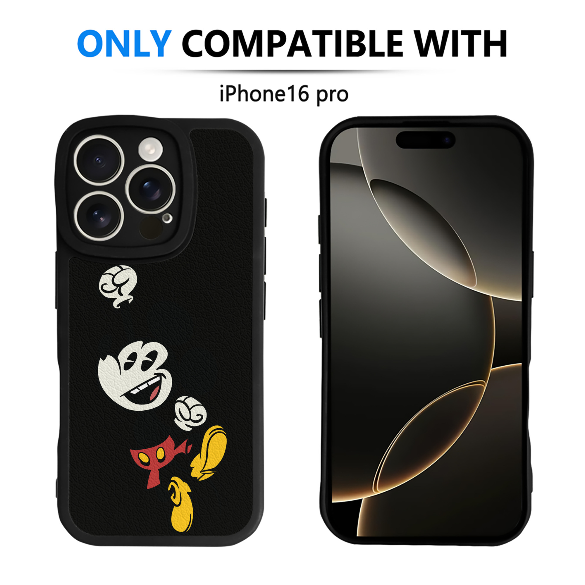 （画像用） ミッキーマウス Mickey Mouse 【iPhone 16シリーズ対応】シリコンスマホケース（レザー調） 材質：シリコン